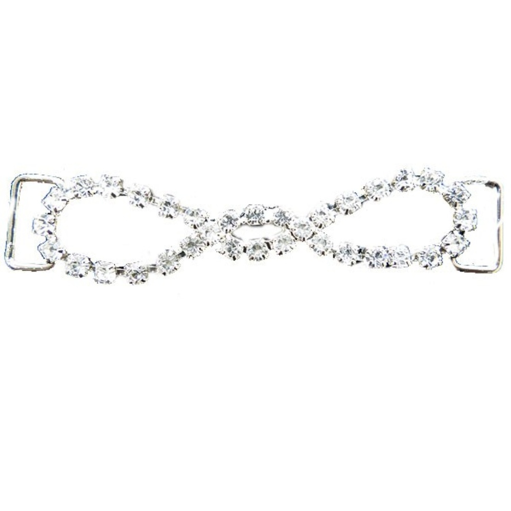 Czech Rhinestone Connector, Bow, Crystal/Silver, 3
